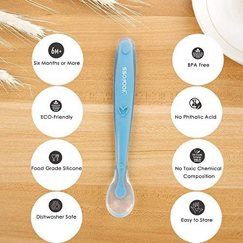 LHKJ Cucharas Siliconas Bebé, Cubertería Suaves Infantil Cuchillerías a Niños Apartir de 4 Meses Sin BPA Aptas para Lavavajillas
