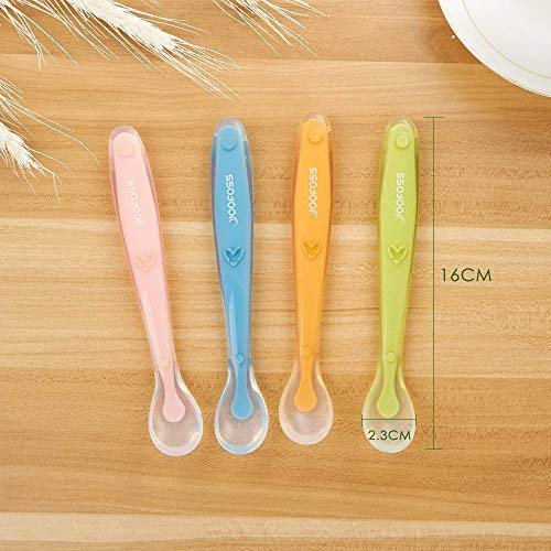 LHKJ Cucharas Siliconas Bebé, Cubertería Suaves Infantil Cuchillerías a Niños Apartir de 4 Meses Sin BPA Aptas para Lavavajillas