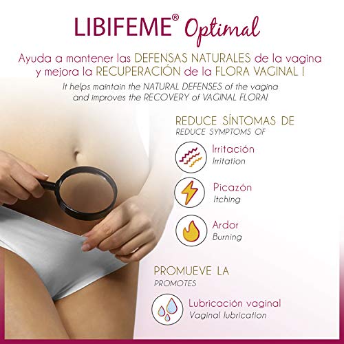 LIBIFEME Optimal Ovulos - Lubricacion Natural que Reduce la Irritación,  el Picor Intimo y Ardor Vaginal producido por infecciones como la Candidiasis o la Vulvo Vaginitis - 5 Ovulos Internos