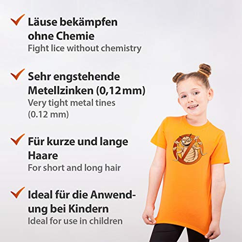 Liendrera metálica 3 en 1 para niños y adultos - Peine para piojos extrafino - Distancia mínima entre púas