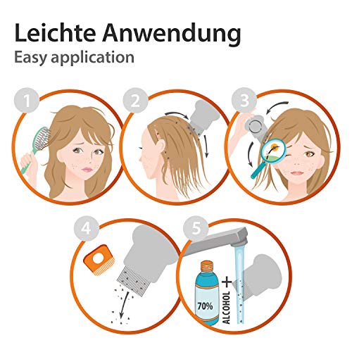 Liendrera metálica 3 en 1 para niños y adultos - Peine para piojos extrafino - Distancia mínima entre púas