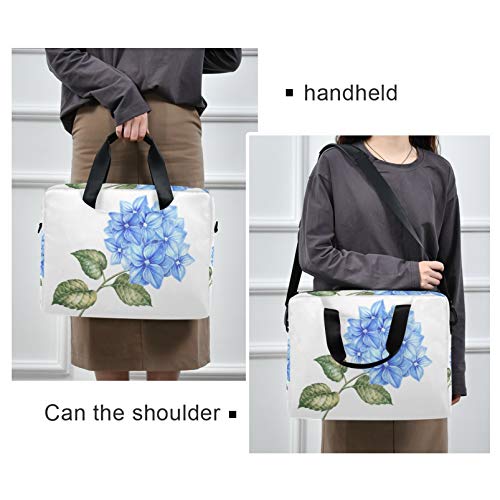 Liesss - Bolsa de hombro ajustable para ordenador portátil con diseño de flores de hortensias