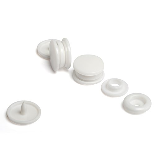 LIHAO 100 Set Snaps Plástico T5 Botones Redondos Plástico (Color 22, Blanco)