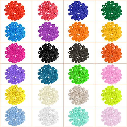 LIHAO 100 Set Snaps Plástico T5 Botones Redondos Plástico (Color 22, Blanco)