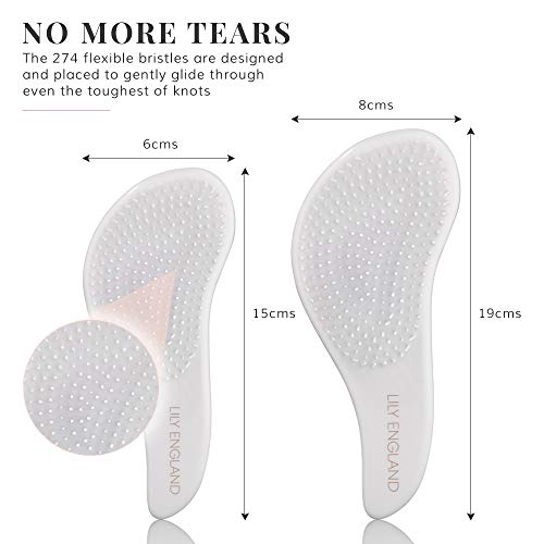 Lily England Set 2x Cepillos de Pelo Desenredantes - Los Mejores Cepillos Antienredos para Pelo Mojado, Seco, Fino, Grueso, Rizado. Para Mujeres y Niños. Se Acabaron los Nudos (Gris Mármol/Oro Rosa)