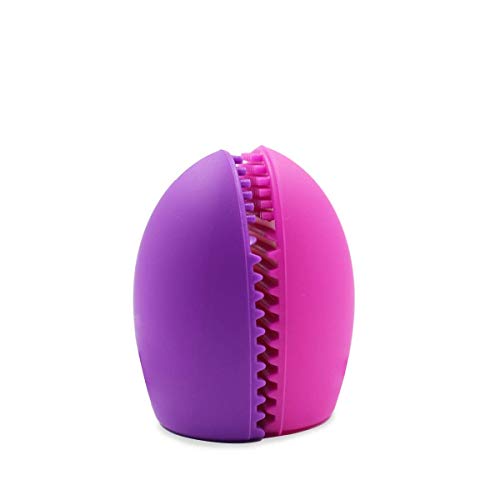 Limpiador de brochas de maquillaje de silicona, paquete de 2, cepillo de huevo, herramienta de lavado manual semicilíndrica y almohadilla de limpieza para cepillos de cosméticos