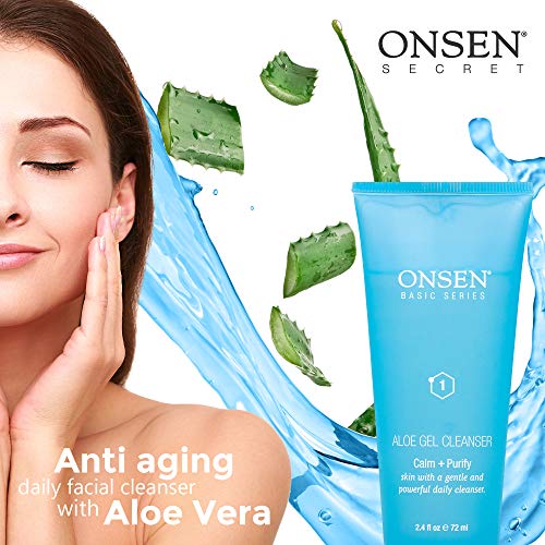 Limpiador de gel de aloe vera, antienvejecimiento, minimizador de poros, limpiador facial diario natural, purificador orgánico y suave para piel sensible, gel antiarrugas, 72 ml por Onsen