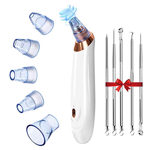 Limpiador de Poros, EIVOTOR Aspirador de Espinillas Puntos Negros Eléctrico USB Recargable Regalo 5 Kit Blackhead Remover 5 Cabezales y 3 Velocidad Potente para Eliminación de Espinillas y Acné