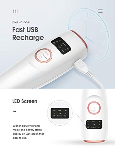 Limpiador de Poros,Tesoky Quita Puntos Negros Limpieza Facial Electrico Extractor Puntos Negros Multifunción 5 Cabezales y 3 Modos/Instrumento de Belleza Recargable con Pantalla LED