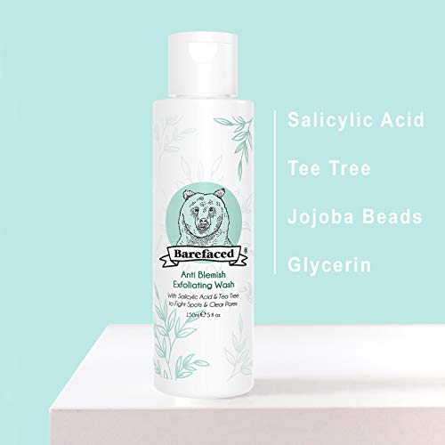Limpiador facial exfoliante natural antimanchas con árbol de té y ácido salicílico (BHA) – Exfoliador facial orgánico y vegano.