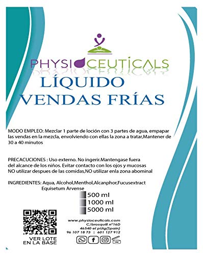 Líquido de Vendas Frias 1000 ml (Fucus,Castaño de Indias, Alcanfor,Menthol)
