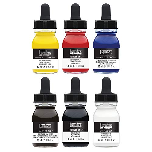 Liquitex Ink Pack de 6 tintas acrílicas extrafinas, Essentials Set, 30 ml