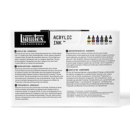 Liquitex Ink Pack de 6 tintas acrílicas extrafinas, Essentials Set, 30 ml