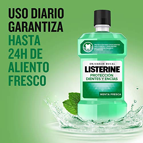 Listerine, Enjuague Bucal Protección Dientes y Encías, Sabor Menta Fresca, 1000 ml