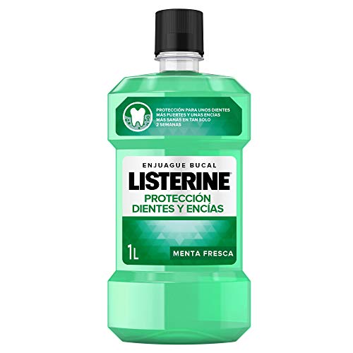 Listerine, Enjuague Bucal Protección Dientes y Encías, Sabor Menta Fresca, 1000 ml