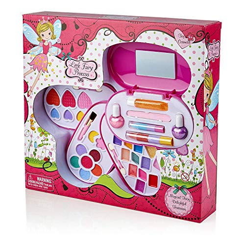 Little Fairy Princess – Estuche de Maquillaje Lavable para niñas - Set de cosméticos Infantiles de 4 Niveles - con Set de Belleza Compacto