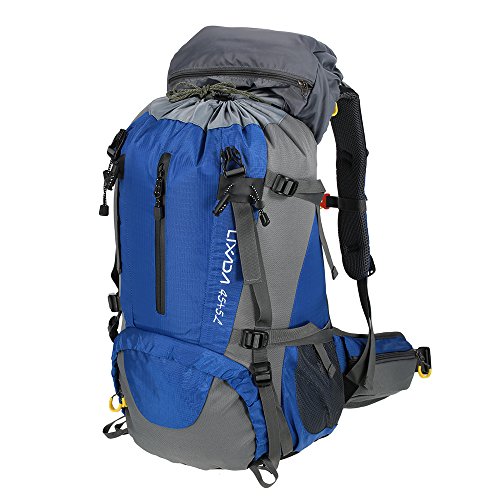 Lixada Mochila de Senderismo 50L con Cubierta Impermeable Mochila de Marcha Trekking Camping Deporte al Aire Libre