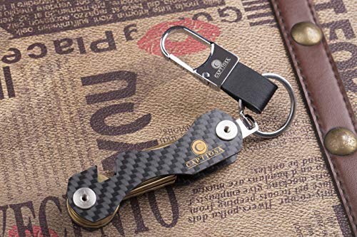 Llavero compacto hecho de fibra de carbono | Organizador de hasta 28 llaves - Bricolaje Multiuso - Abridor de botellas