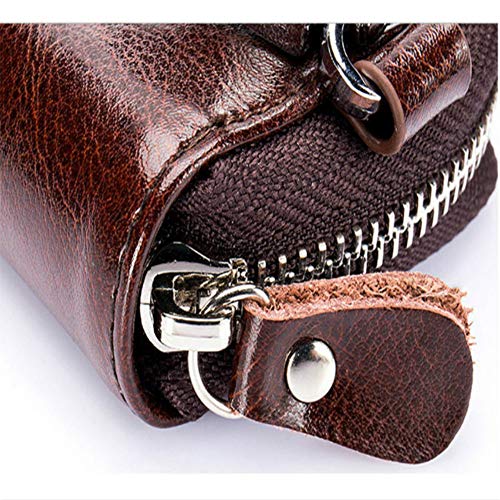 Llavero de Cuero Macizo para Mujer, Llavero con Cremallera, Llavero para Chica de Limpieza, Llavero para Coche, Llavero para Mujer, Llavero para Bolsillo