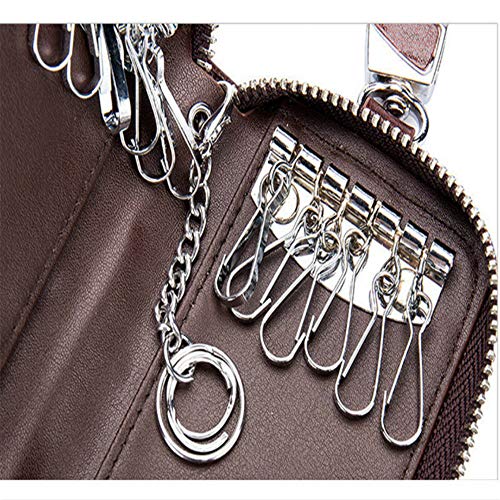 Llavero de Cuero Macizo para Mujer, Llavero con Cremallera, Llavero para Chica de Limpieza, Llavero para Coche, Llavero para Mujer, Llavero para Bolsillo