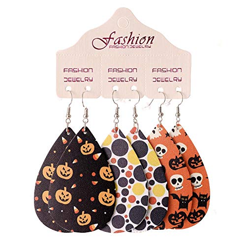 LLDS 3 uds.Pendientes de Cuero de imitación de Halloween, Pendientes de Gota de Agua, Pendientes de lápiz para Profesores y Enfermeras, joyería Encantadora de Moda para Mujeres, Regalos, 24