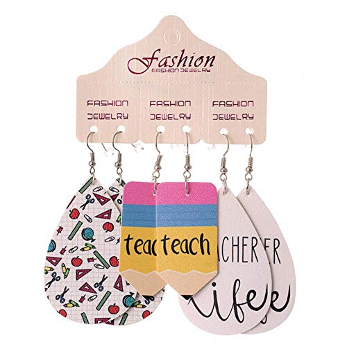 LLDS 3 uds.Pendientes de Cuero de imitación de Halloween, Pendientes de Gota de Agua, Pendientes de lápiz para Profesores y Enfermeras, joyería Encantadora de Moda para Mujeres, Regalos, 24