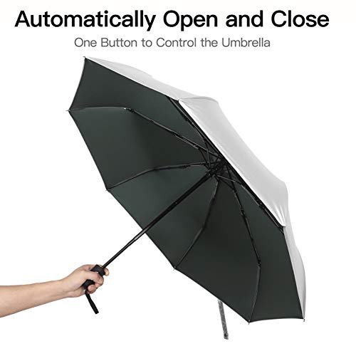 LLE Paraguas Plegables, 8 Huesos Paraguas Plegable, Anti-UV Paraguas Compacto De Viaje Portátil Paraguas De La Mujer, Mango Ergonómico, Auto De Apertura/Cierre (Color : Black, Size : 28cm*8K)