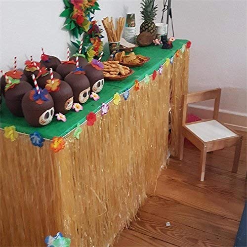 Llp Estilo Hawaiano Falda de Hierba con Flores Tropicales y Banners for la decoración de la Fiesta de jardín Barbacoa Beach