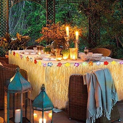 Llp Estilo Hawaiano Falda de Hierba con Flores Tropicales y Banners for la decoración de la Fiesta de jardín Barbacoa Beach