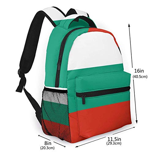 LNLN Mochila Casual verdeFashion Leisure Backpack Bulgarian Flag Unisex Print Travel Backpack, School Backpacks