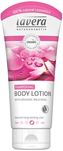 Loción corporal de Lavera, ultrahidratante, con rosas silvestres orgánicas, producto végano para un cuidado orgánico de la piel, cosméticos naturales e innovadores (200 ml)