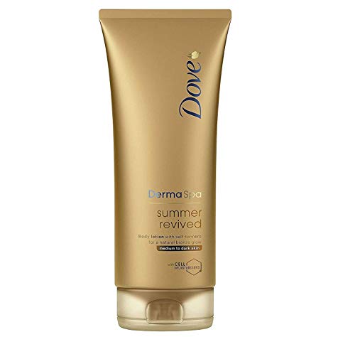 Loción corporal para piel de medio a oscuro, 200 ml (Pack de 3) de Dove Derma Spa verano revitalizado