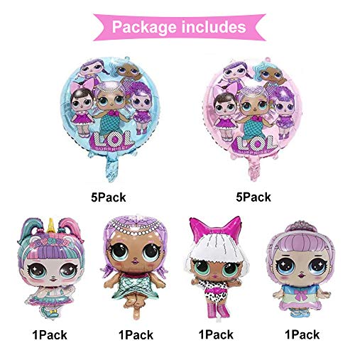 LOL Cake Topper, Borde de la torta,LOL Party's Helium Balloons(48 Piezas) LOL Happy Birthday Party Supplies Cupcake Topper,Birthday Doll Globos Decoraciones para Children