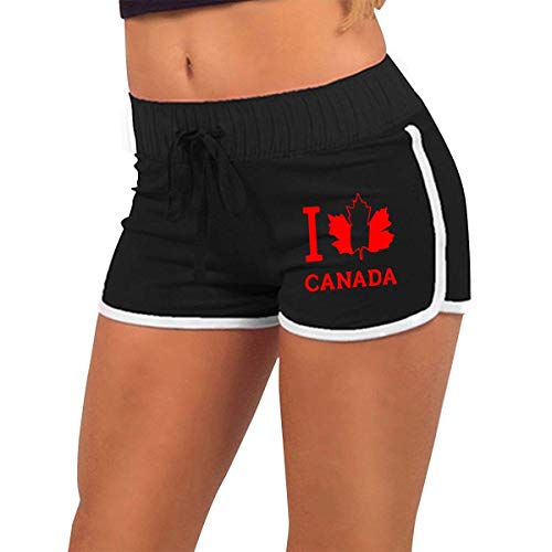 Longing-Summer Alluringy - Pantalones cortos para mujer, diseño con texto en inglés "I Love Canada", cintura baja, para festivales de danza