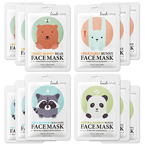 Look at me - Máscaras faciales prémium con sobre con diseño de animales bonitos, para purificar, revitalizar, suavizar e hidratar el rostro,un producto coreano para el cuidado de la piel impresionante