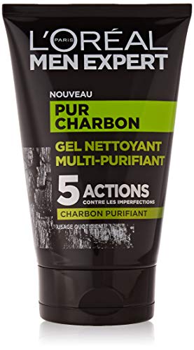 L'Oréal Men Expert - Pur Charbon - Gel Nettoyant Multi-Purifiant Visage Homme - Peaux Grasses - 100 ml