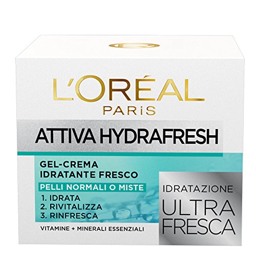 L'Oréal Paris Activo Hydrafresh Gel-Crema Crema hidratante Deje enfriar Piel Normal o Mixtas - 6 piezas de 50 ml [300 ml]