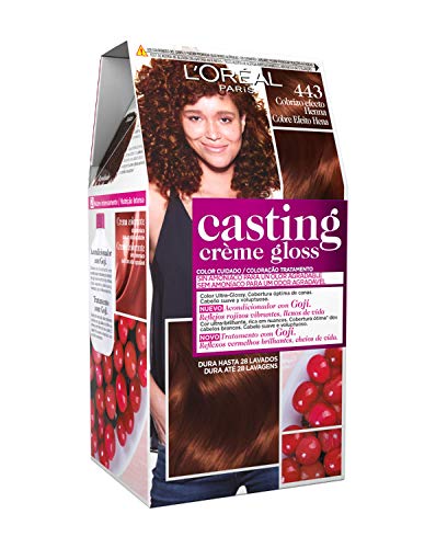 L'Oreal Paris Casting Crème Gloss Coloración Sin Amoniaco, Tono 443 Cobrizo Efecto Henna - 3 Paquete de 1 unidad