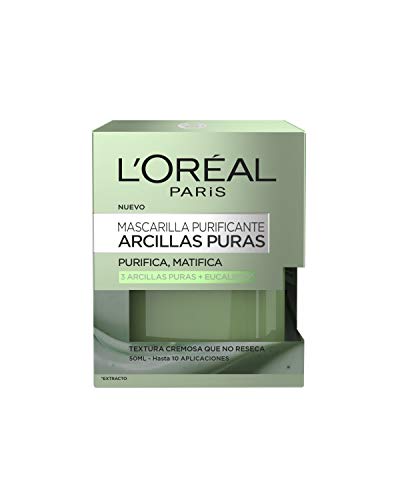 L'Oreal Paris Dermo Expertise - Arcillas puras mascarilla purificante y matificante, color verde - total 50 ml