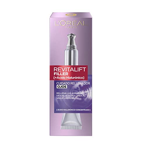 L'Oreal Paris Dermo Expertise, Contorno de Ojos Rellenador de Revitalift Filler y Ácido Hialurónico - 15 ml