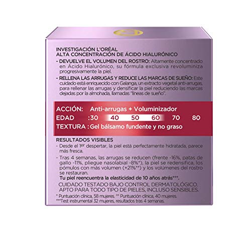 L'Oréal Paris Dermo Expertise - Revitalift Filler Crema Rellenadora de Noche, con ácido hialurónico - 50 ml