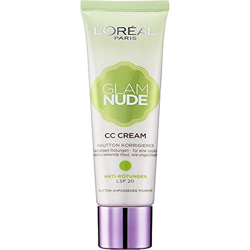 L’Oréal Paris Glam Nude CC Créme Green - Cremas faciales CC, Matificante, Hidratante, 1 unidad