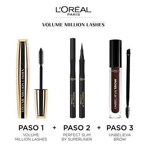 L'Oréal Paris Máscara de Pestañas, Volume Million Lashes, Color Negro - 10.7 ml