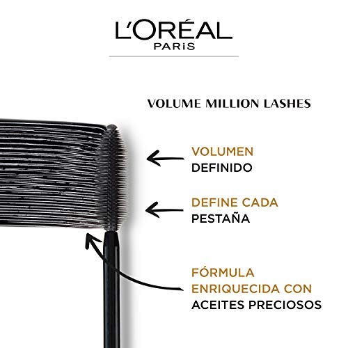 L'Oréal Paris Máscara de Pestañas, Volume Million Lashes, Color Negro - 10.7 ml