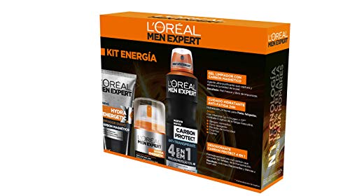 L'Oréal Paris Men Expert Hydra Energetic - Kit de Energía, Crema Hidratante, Gel Limpiador y Regalo Desodorante