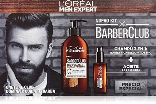 L'Oréal Paris Men Expert Kit Barber Club, Champú 3 en 1 y Aceite para barba