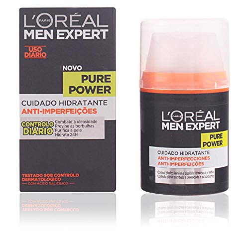 L'Oréal Paris Men Expert Pure Power, Crema hidratante Anti-Imperfecciones para Hombre, 50 ml