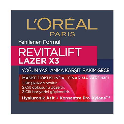 L'Oréal Paris - Revitalift - Laser X3 - Crème Masque Nuit Triple Action - Anti-Rides & Multi-Correction - Anti-Âge - 50 ml