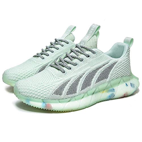 Los Hombres la Zapatilla de Deporte de Colores de Fondo Punta Redonda Zapatos Ocasionales Respirables Calzado Deportivo (Color : Light Aquamarine, Size : EU 42)