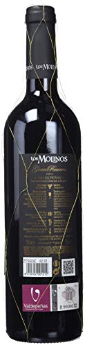 Los Molinos Gran Reserva Tinto D. O. Valdepeñas Vino - Paquete de 6 x 750 ml - Total: 4500 ml